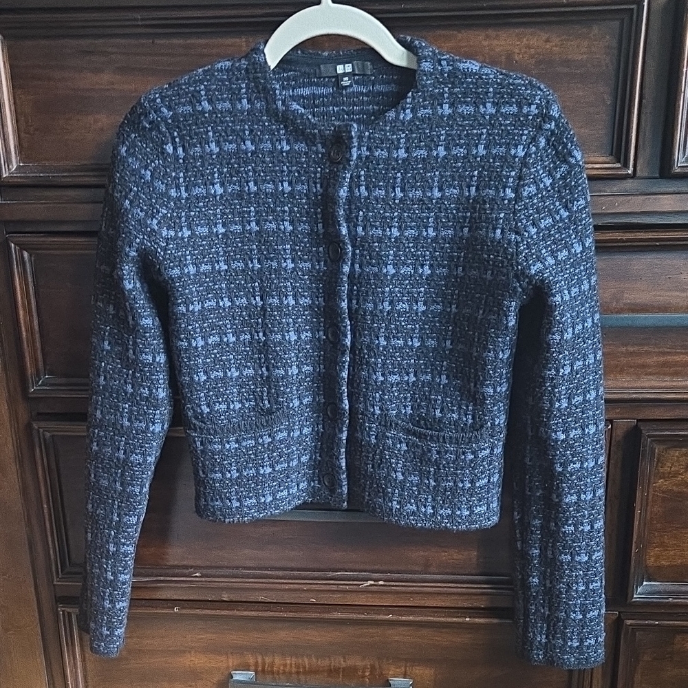 Uniqlo Navy Tweed Blazer